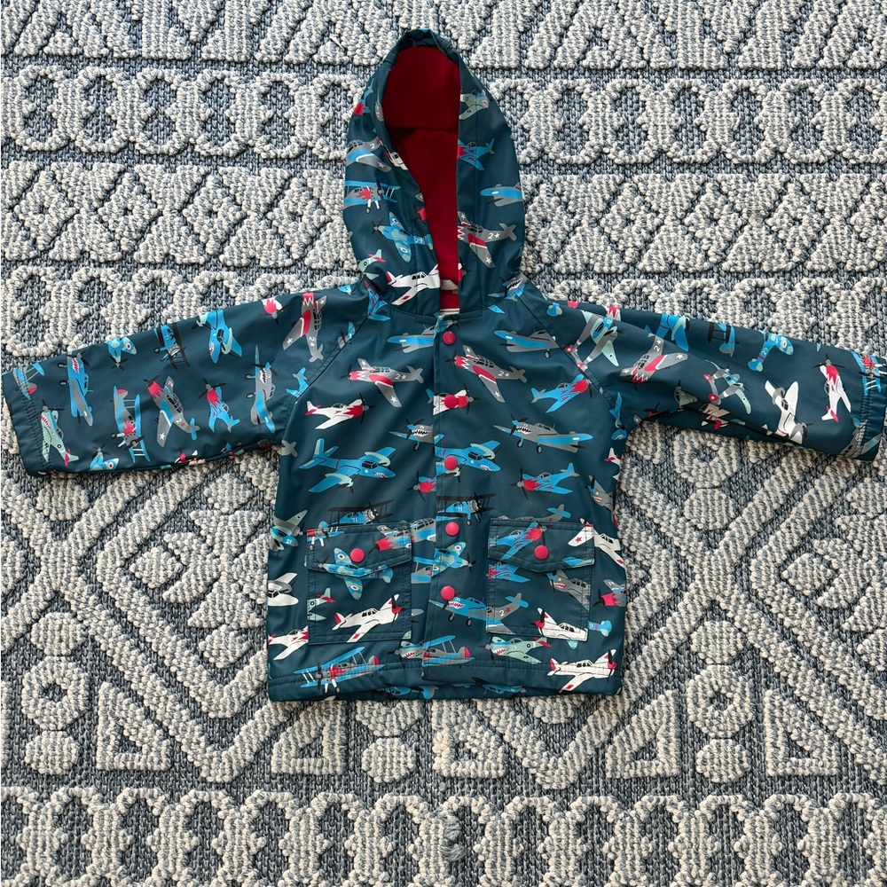 Kids Hatley Airplane Pattern Rain Coat